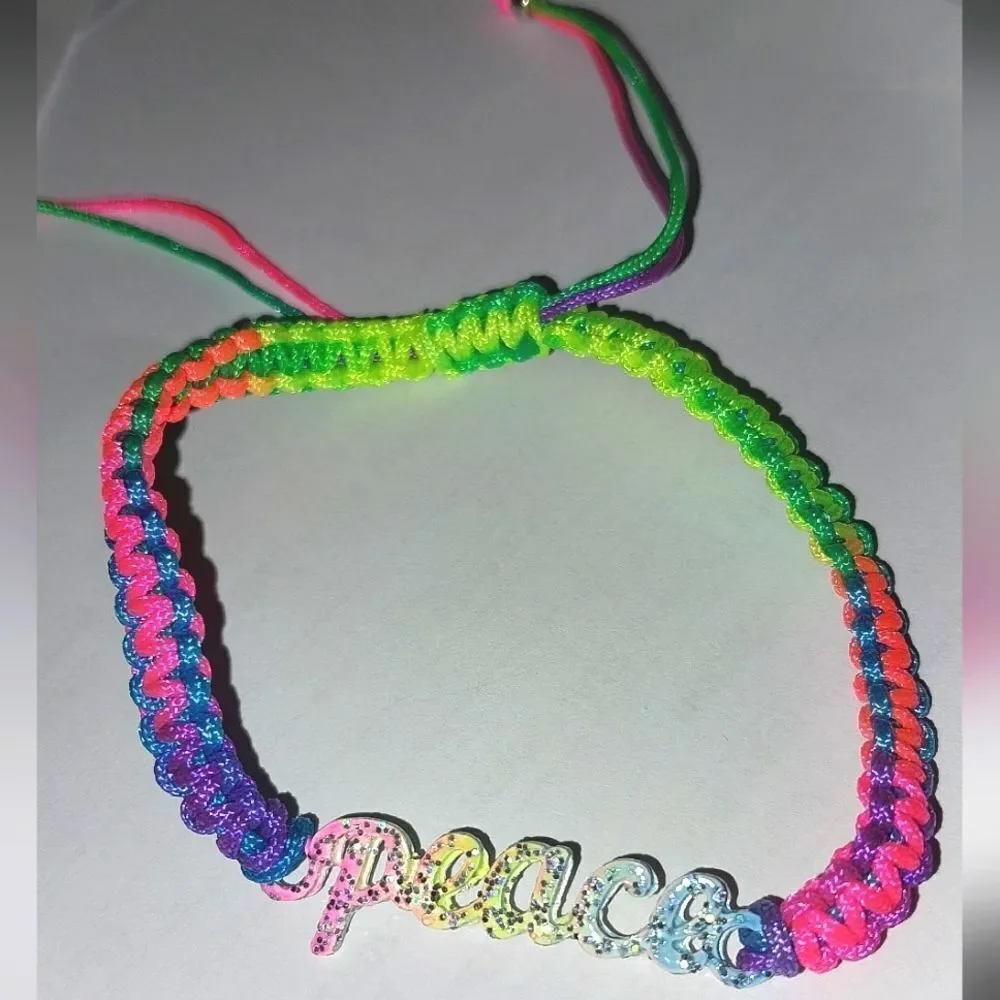 Kids Rainbow Super Cute Girls Peace Bracelet - Picture 5 of 6